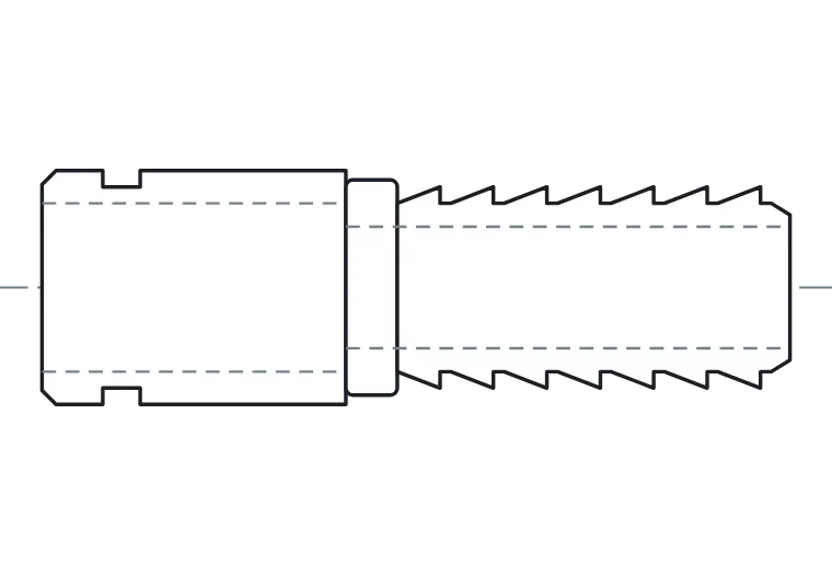 Drawing: Camlock type E, male adapter with hose tail