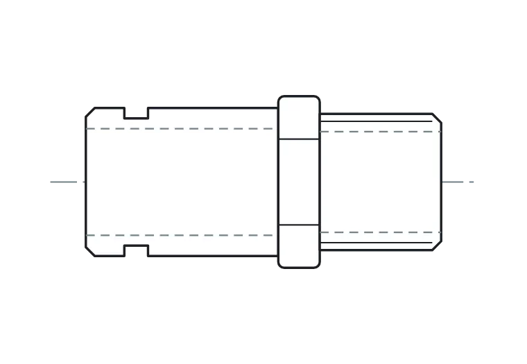 Drawing: Camlock type F, male adapter with male BSP thread