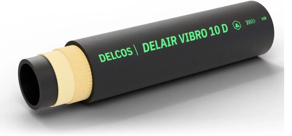 DELAIR VIBRO 10 D hose with layers partly removed: inner tube, reinforcement and cover