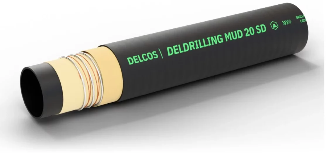 Маркуч DELDRILLING MUD 20 SD с частично отстранени слоеве: вътрешен слой, армировка и външен слой