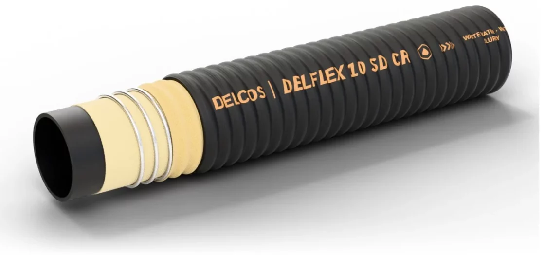 Маркуч DELFLEX 10 SD CR с частично отстранени слоеве: вътрешен слой, армировка и външен слой