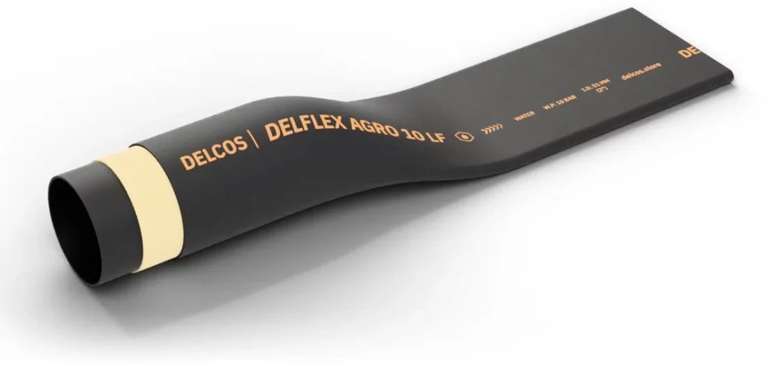 DELFLEX AGRO 10 LF hose with layers partly removed: inner tube, reinforcement and cover