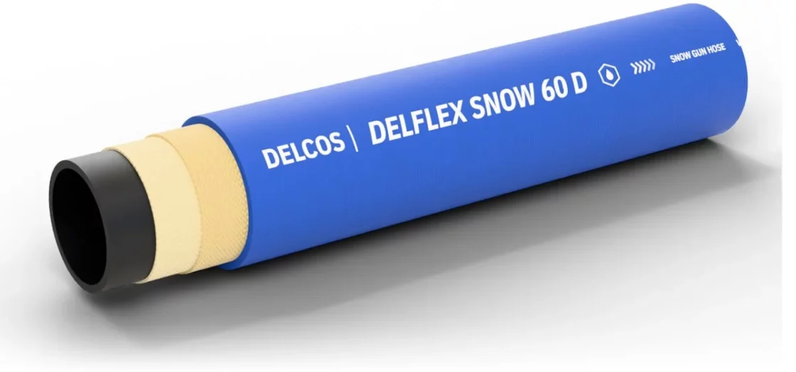 Маркуч DELFLEX SNOW 60 D с частично отстранени слоеве: вътрешен слой, армировка и външен слой