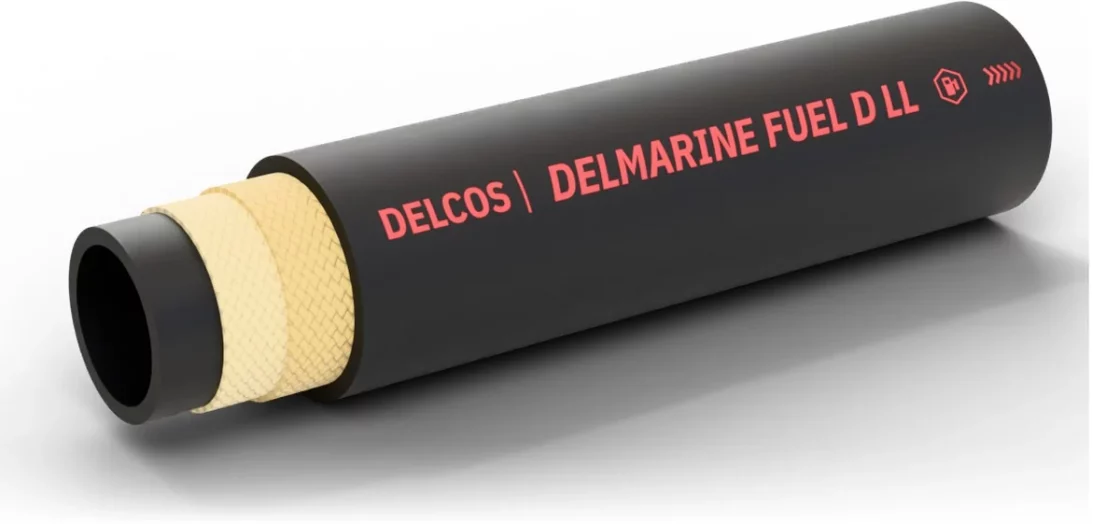 DELMARINE FUEL D LL hose with layers partly removed: inner tube, reinforcement and cover