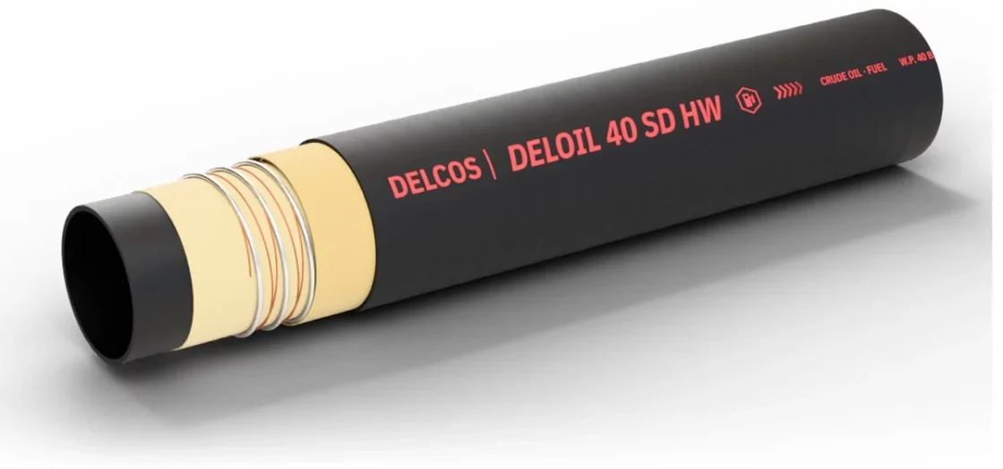 DELOIL 40 SD HW hose with layers partly removed: inner tube, reinforcement and cover
