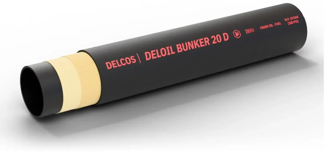 DELOIL BUNKER 20 D hose with layers partly removed: inner tube, reinforcement and cover