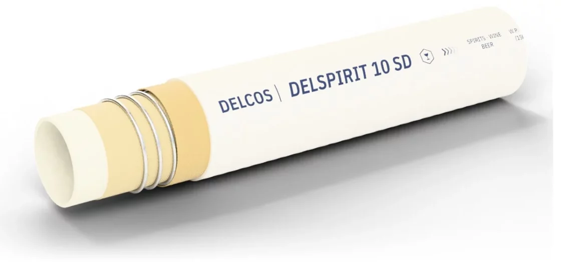 DELSPIRIT 10 SD hose with layers partly removed: inner tube, reinforcement and cover