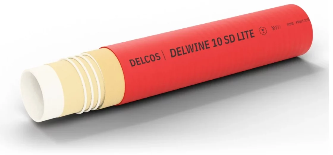 DELWINE 10 SD LITE hose with layers partly removed: inner tube, reinforcement and cover