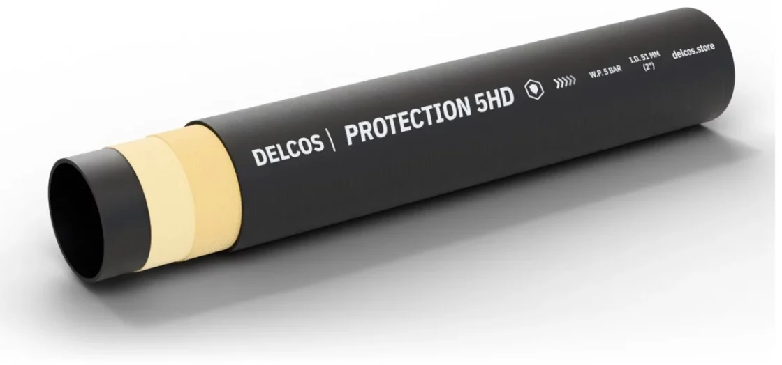 PROTECTION 5HD hose with layers partly removed: inner tube, reinforcement and cover
